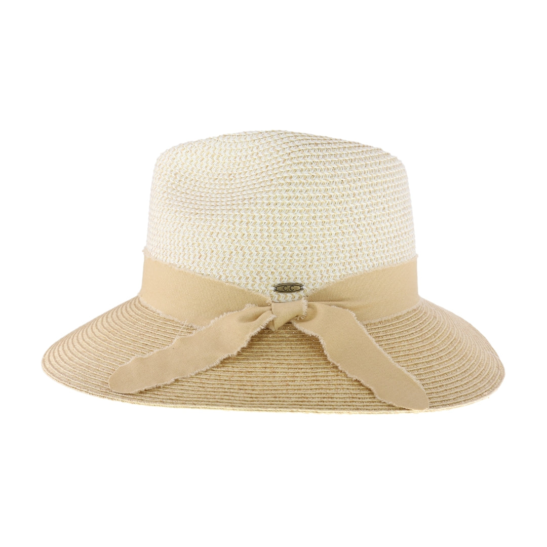 Frayed Bow Trim C.C Panama Hat STH16