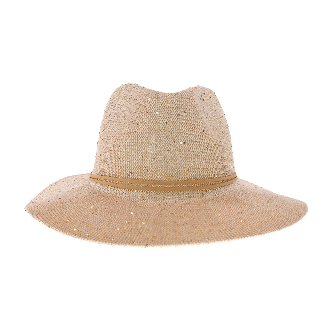 Knit Sequin Adorned C.C Panama Hat STH22