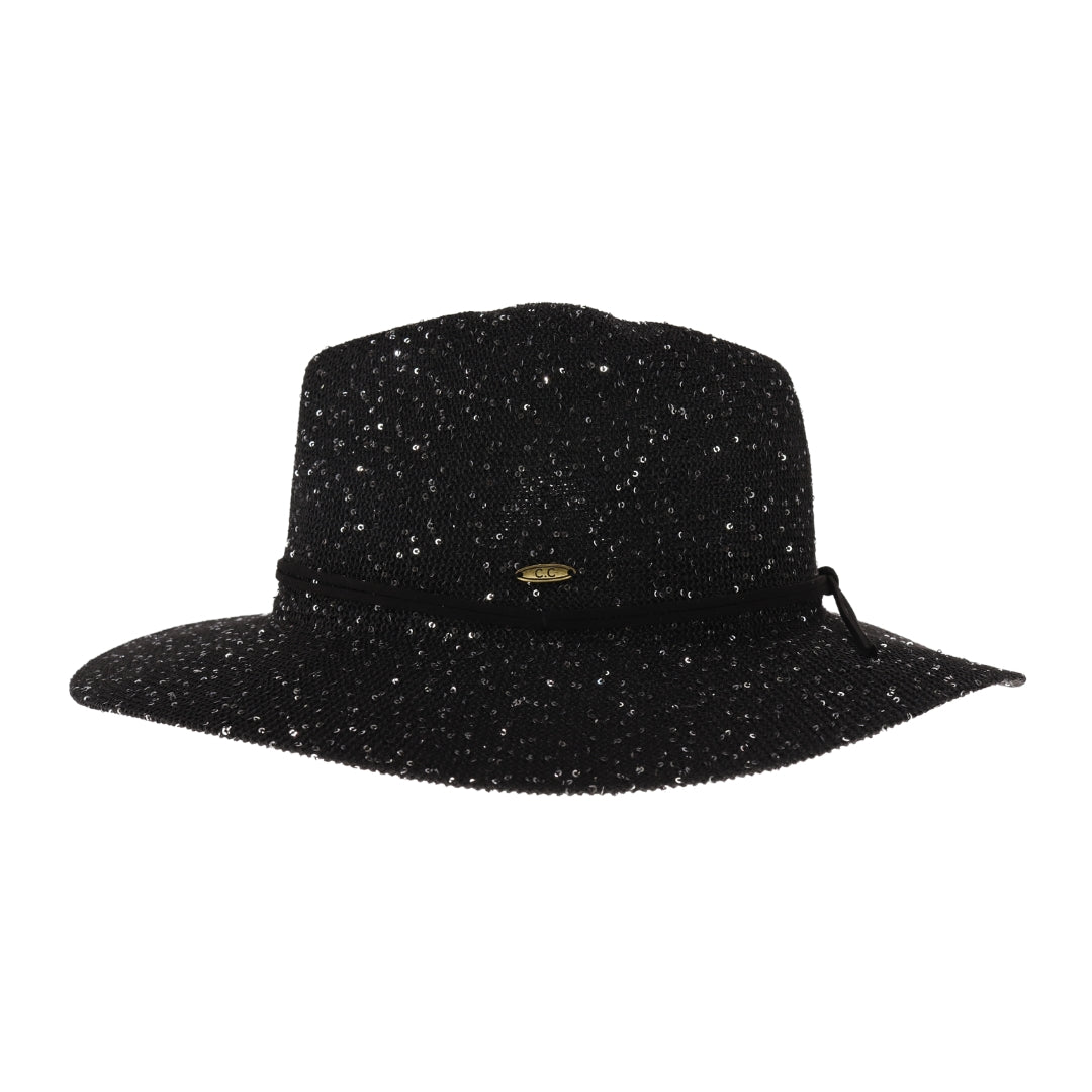 Knit Sequin Adorned C.C Panama Hat STH22