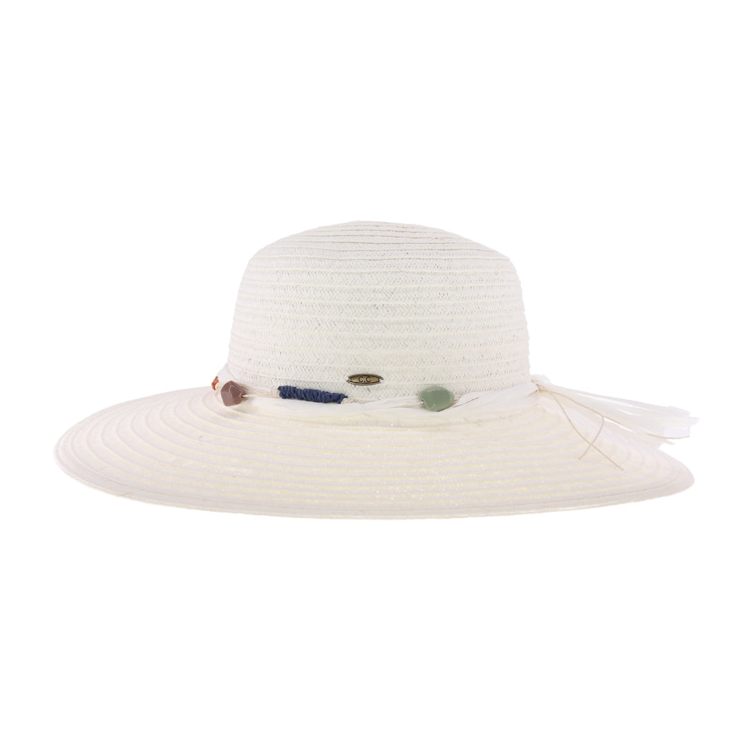 Stone Trim Wide Brim C.C Sun Hat STH15