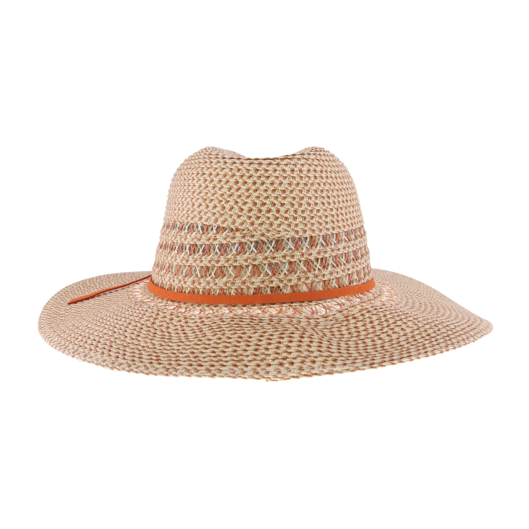 Two-tone Heathered Suede Trim C.C Panama Hat STC01