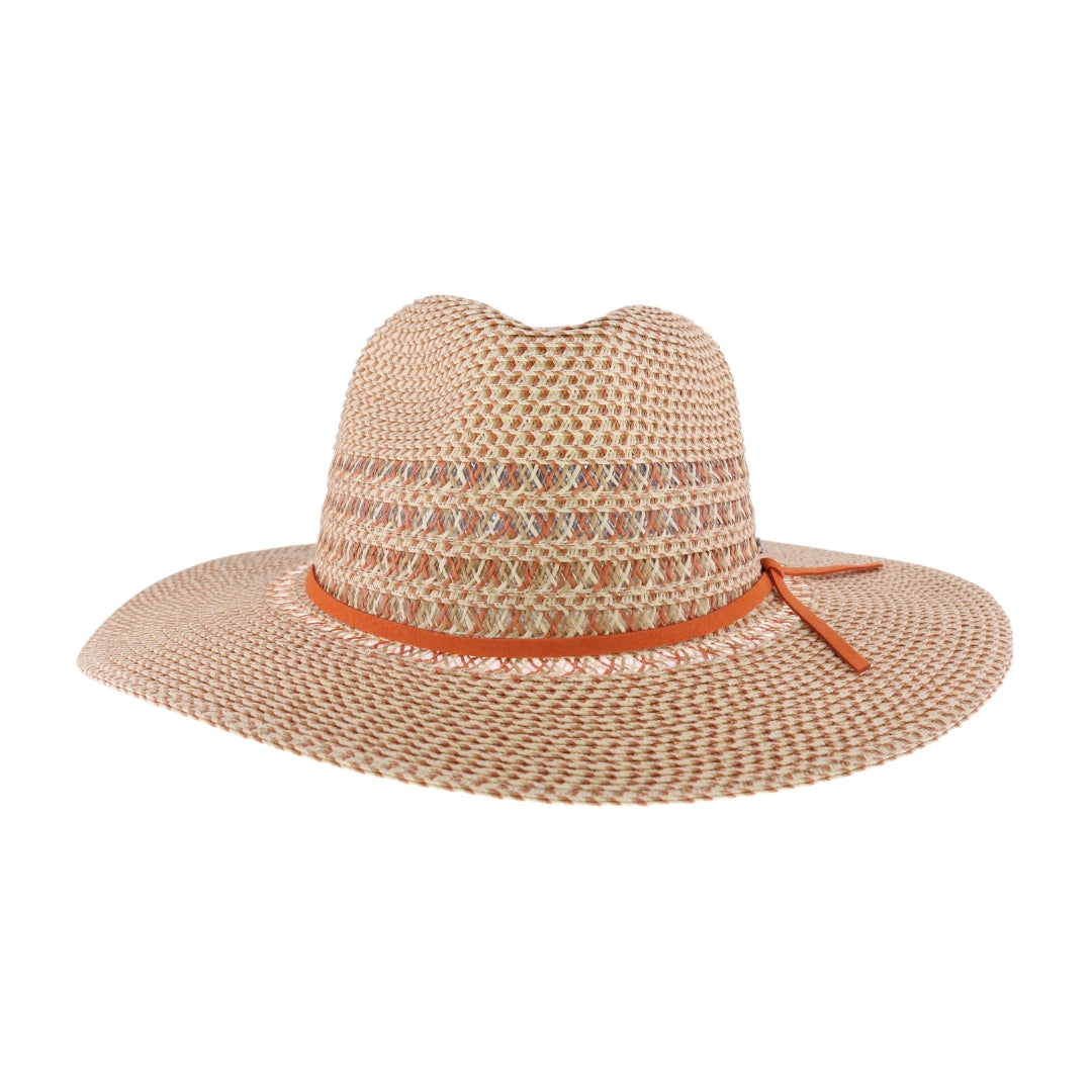 Two-tone Heathered Suede Trim C.C Panama Hat STC01