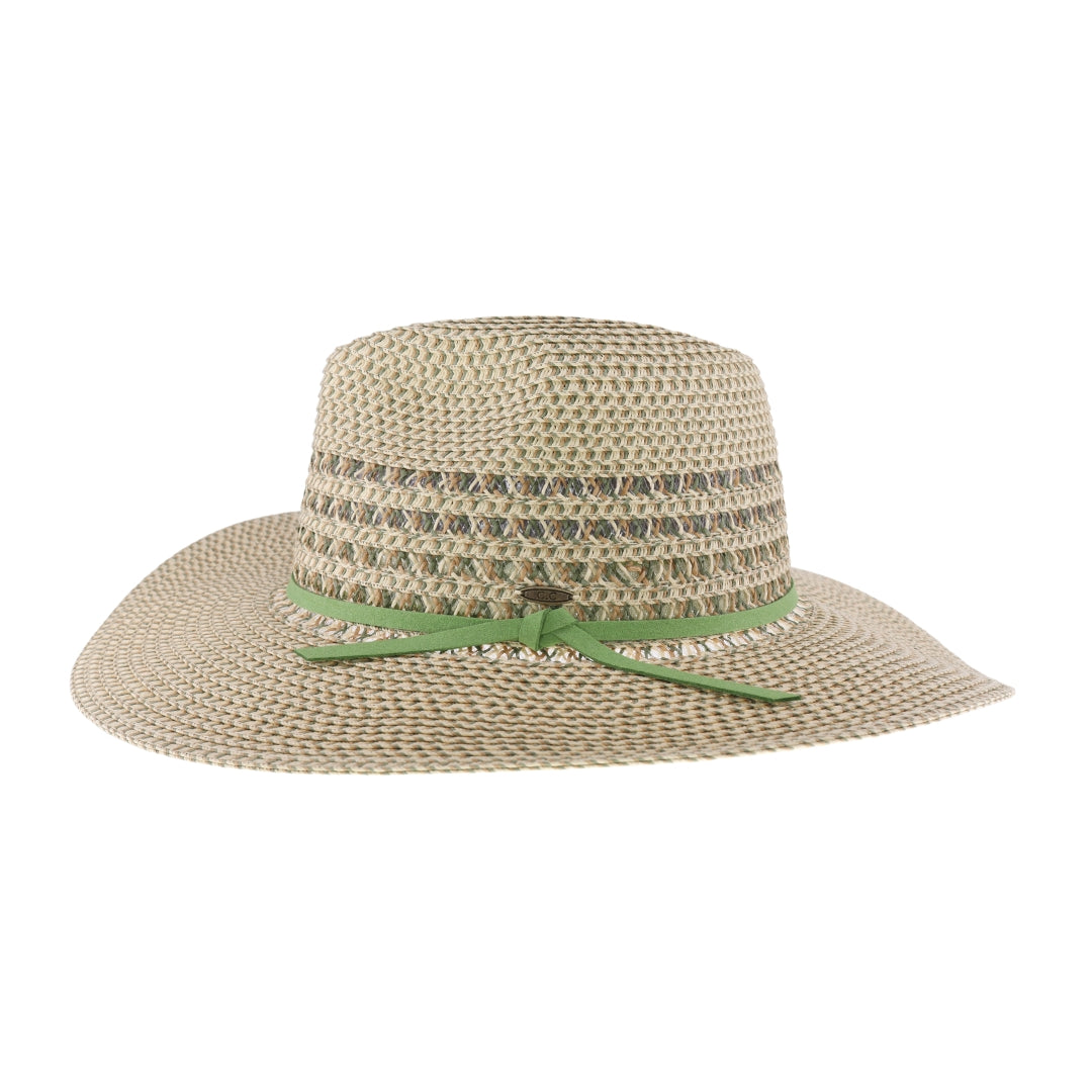 Two-tone Heathered Suede Trim C.C Panama Hat STC01