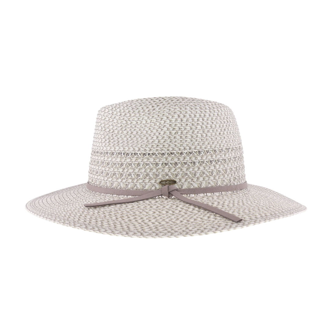 Two-tone Heathered Suede Trim C.C Panama Hat STC01