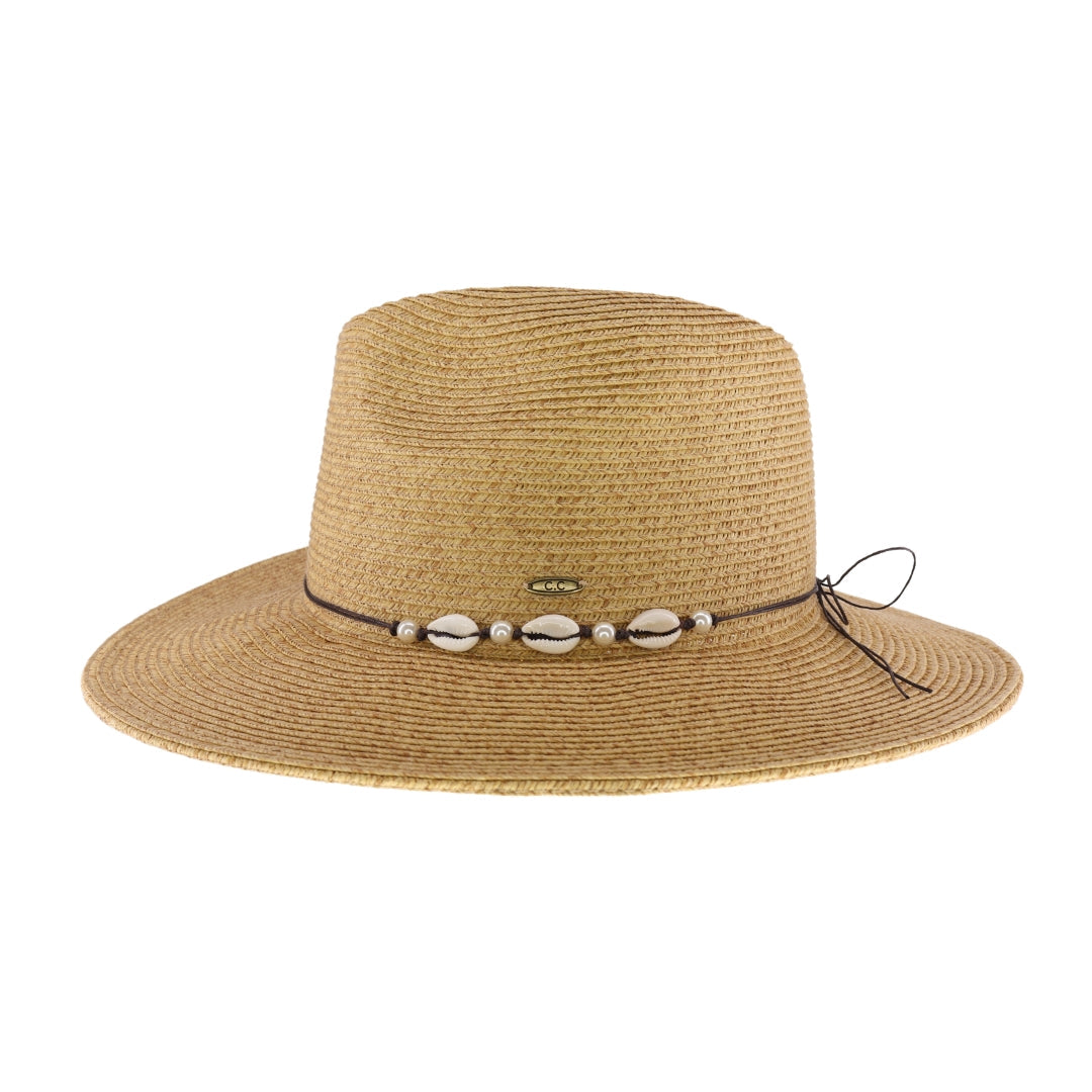 Shell & Pearl Trim C.C Panama Hat STH01