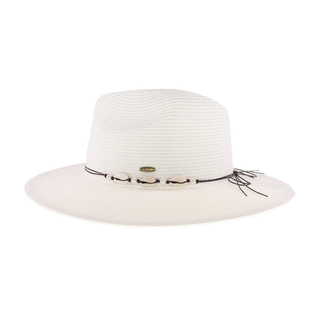 Shell & Pearl Trim C.C Panama Hat STH01