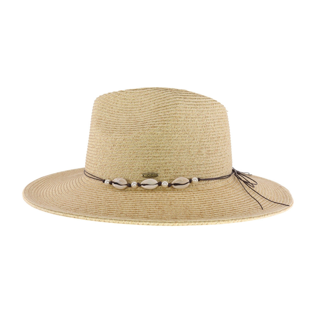 Shell & Pearl Trim C.C Panama Hat STH01