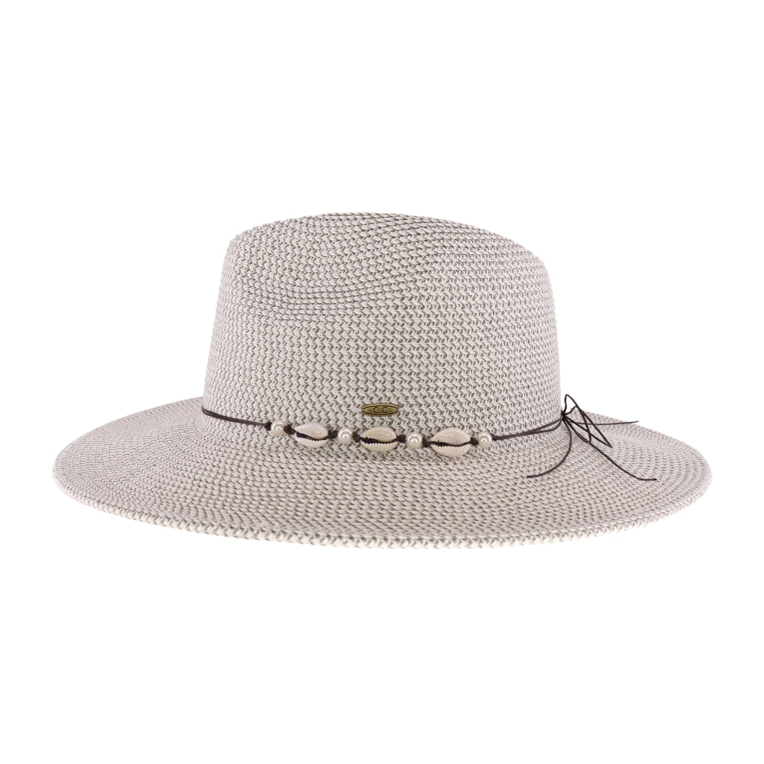 Shell & Pearl Trim C.C Panama Hat STH01