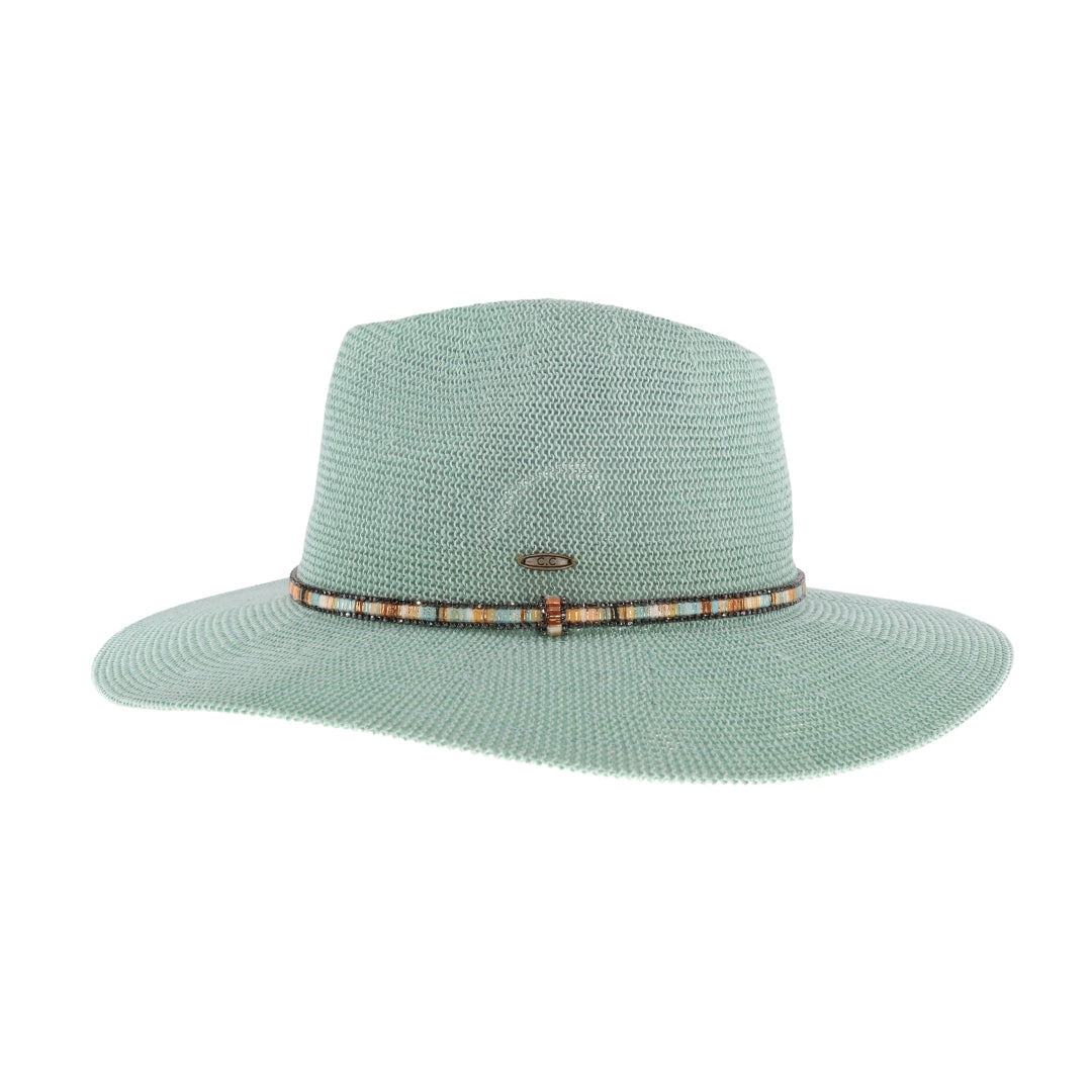 Knit Multi Thread Rhinestone Band Panama Hat KP014