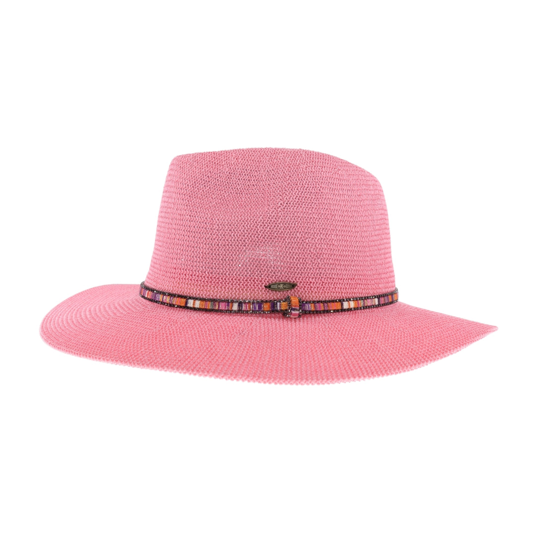 Knit Multi Thread Rhinestone Band Panama Hat KP014