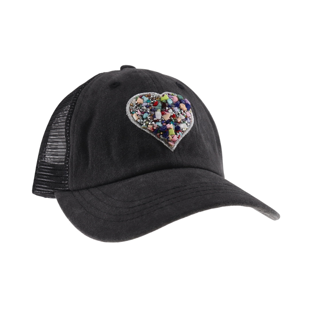 Heart Stone Embellished C.C Ball Cap BAB8039