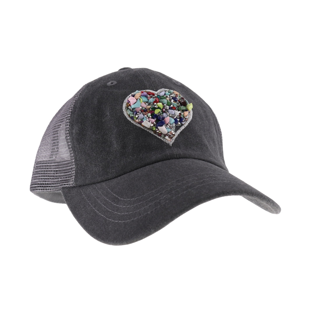 Heart Stone Embellished C.C Ball Cap BAB8039