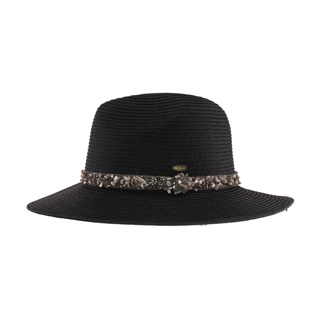 Gem Cluster Band Straw C.C Panama Hat STI02