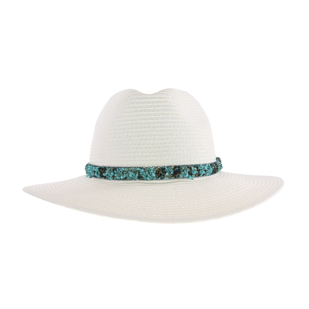 Gem Cluster Band Straw C.C Panama Hat STI02