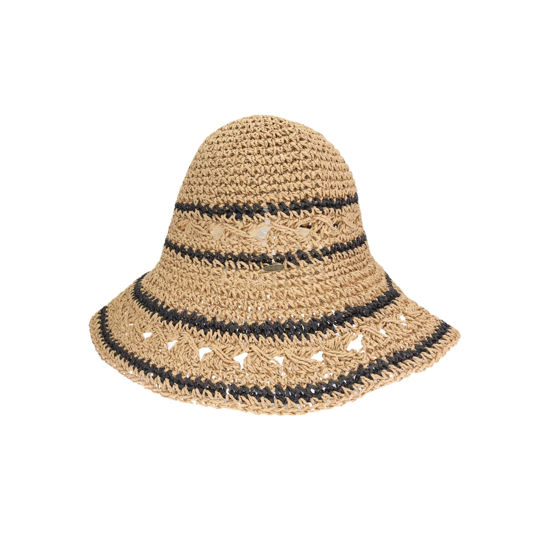 Open Weave Paper Straw Hand Crochet C.C Bucket Hat ST4259