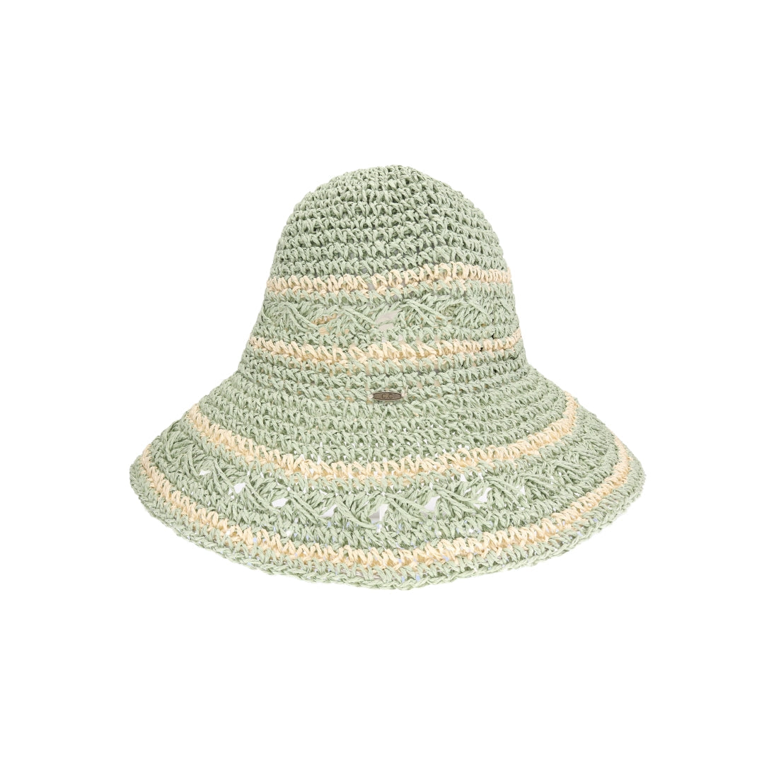 Open Weave Paper Straw Hand Crochet C.C Bucket Hat ST4259