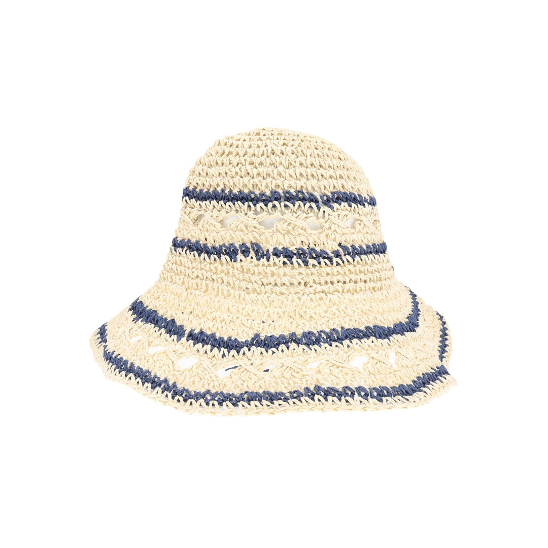 Open Weave Paper Straw Hand Crochet C.C Bucket Hat ST4259