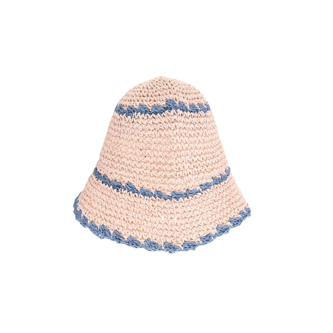 Scalloped Edge Paper Straw Hand Crochet C.C Bucket Hat ST4257