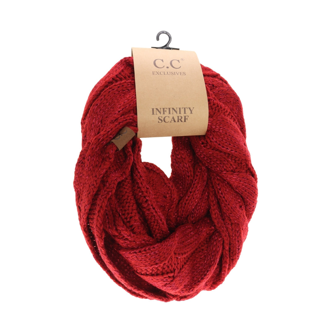 Metallic Cable Knit CC Infinity Scarf SF800MET