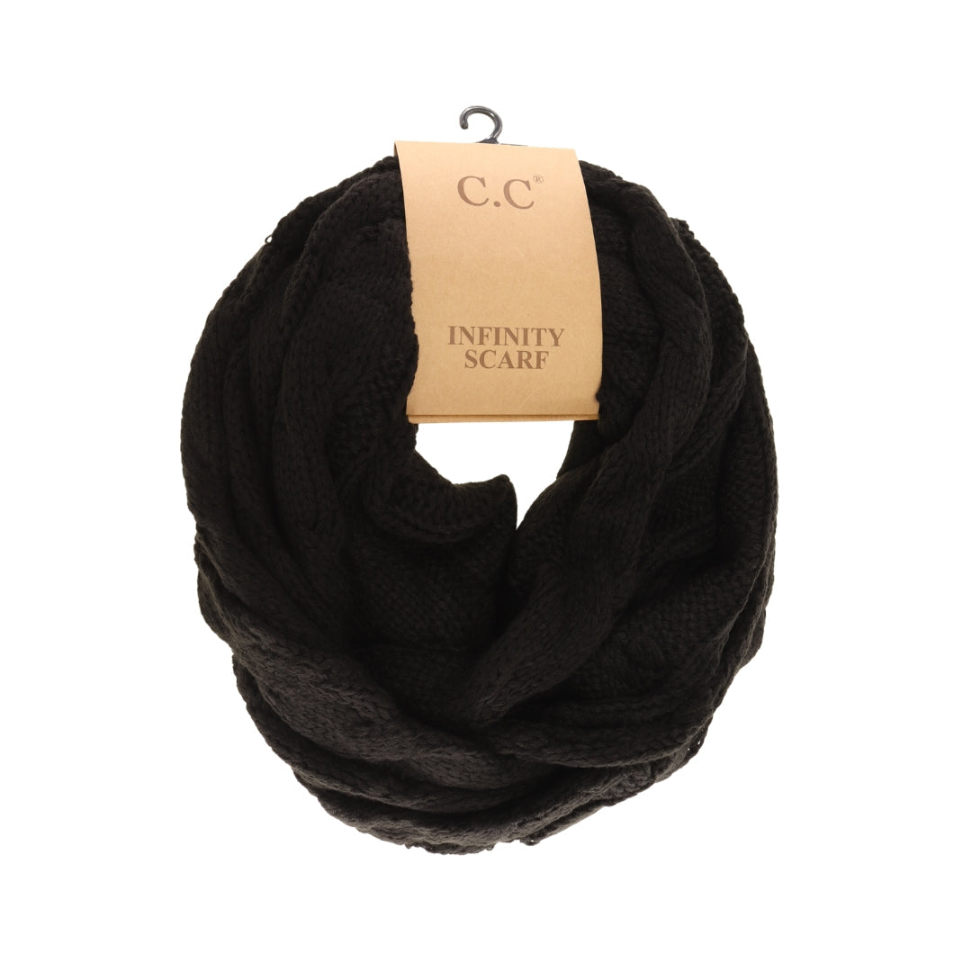 Solid Cable Knit CC Infinity Scarf SF800