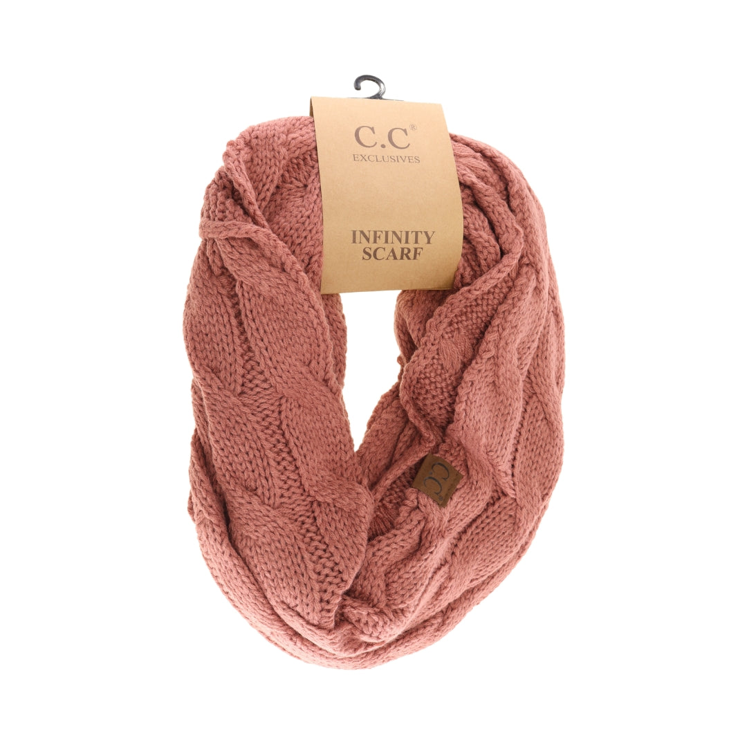 Solid Cable Knit CC Infinity Scarf SF800