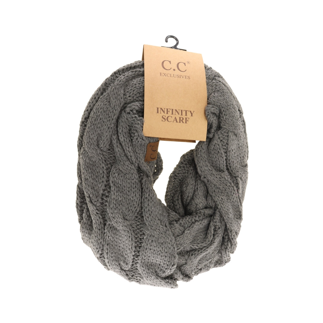 Solid Cable Knit CC Infinity Scarf SF800