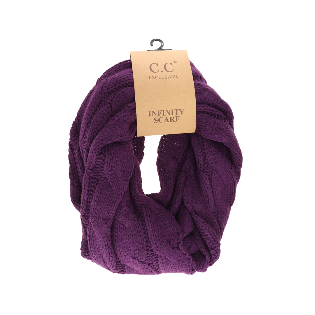 Solid Cable Knit CC Infinity Scarf SF800