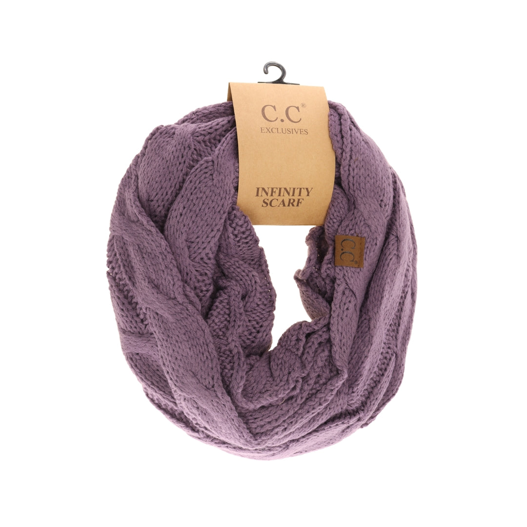 Solid Cable Knit CC Infinity Scarf SF800