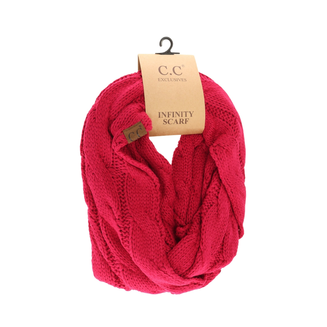 Solid Cable Knit CC Infinity Scarf SF800