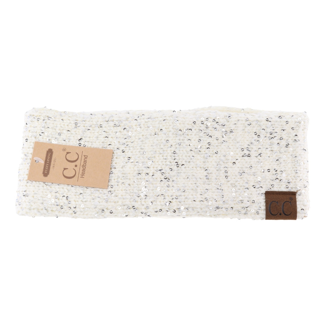Fuzzy Lined Scatter Sequin Head Wrap HWE0034