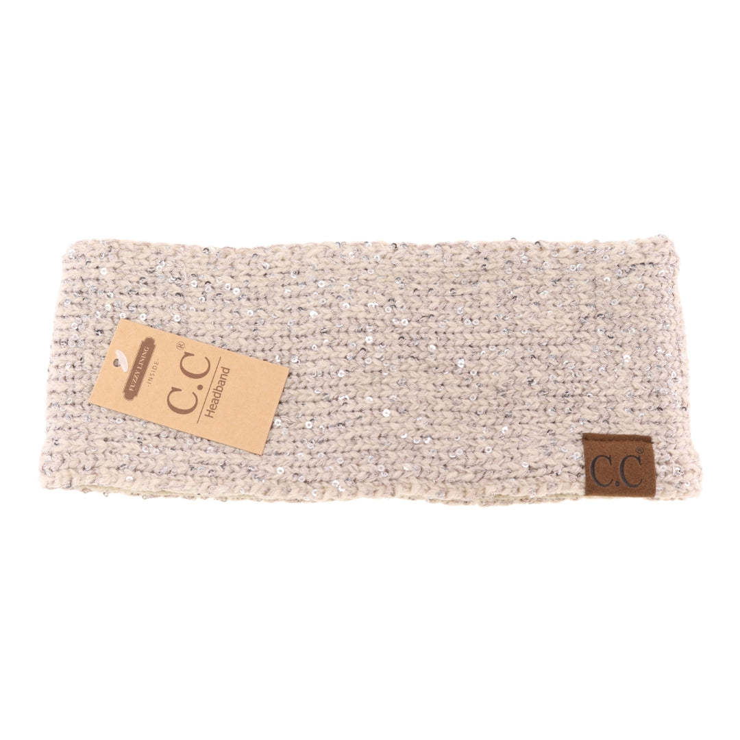 Fuzzy Lined Scatter Sequin Head Wrap HWE0034