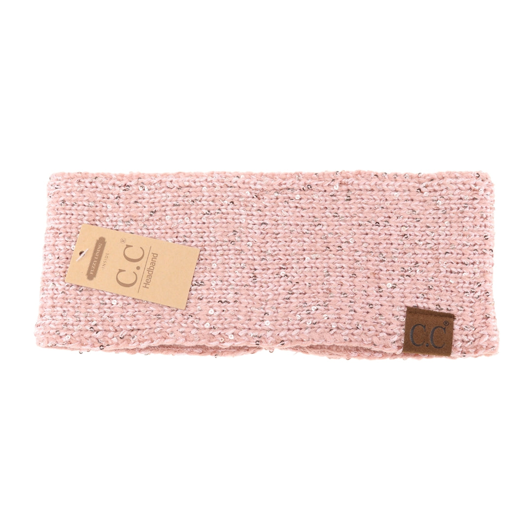 Fuzzy Lined Scatter Sequin Head Wrap HWE0034