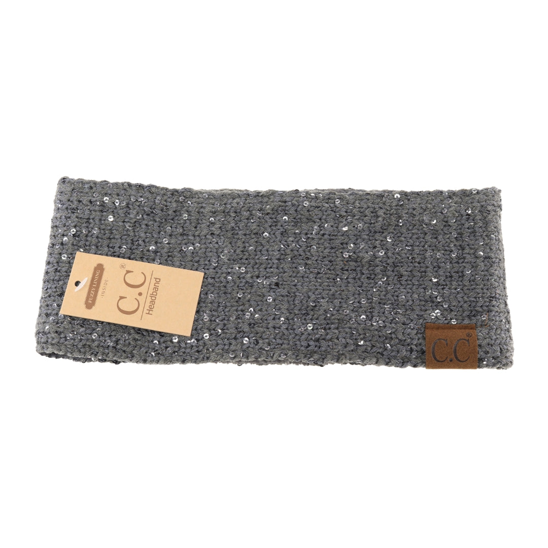Fuzzy Lined Scatter Sequin Head Wrap HWE0034