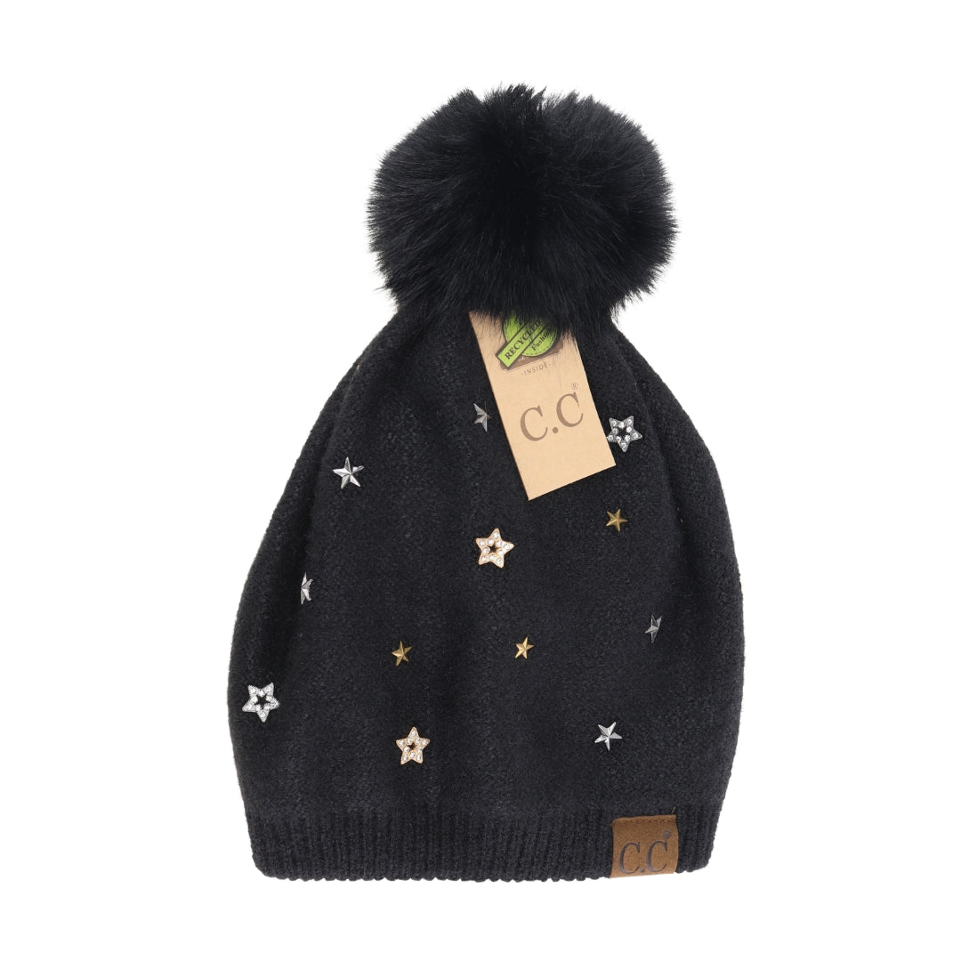 Star Studded Pom C.C Beanie HTE0010