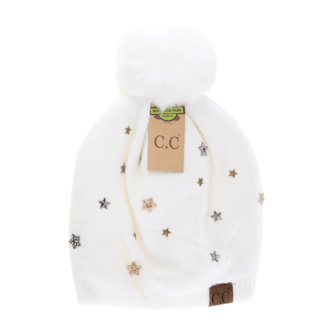 Star Studded Pom C.C Beanie HTE0010