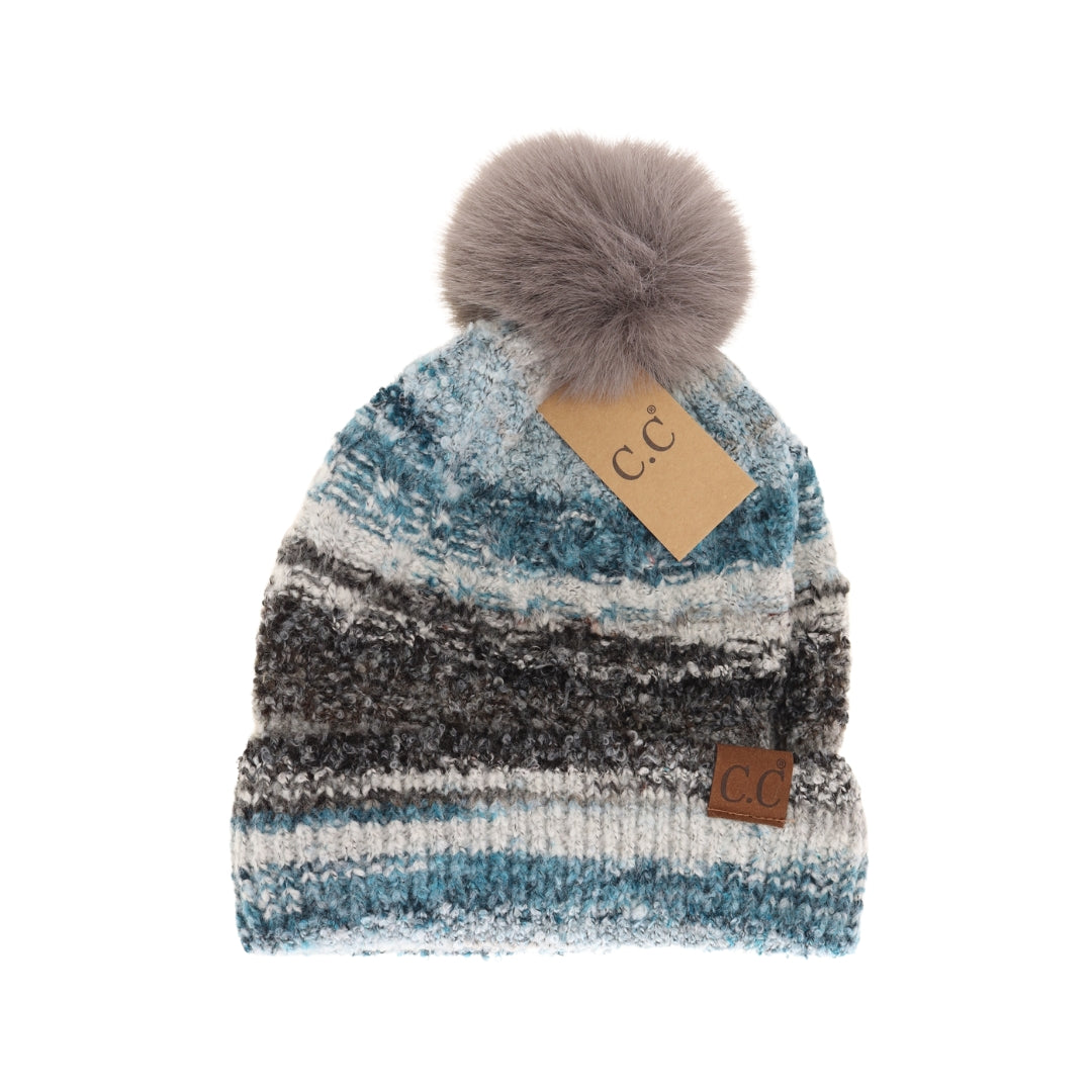 Space Dye Faux Fur Pom C.C Beanie HTC0041