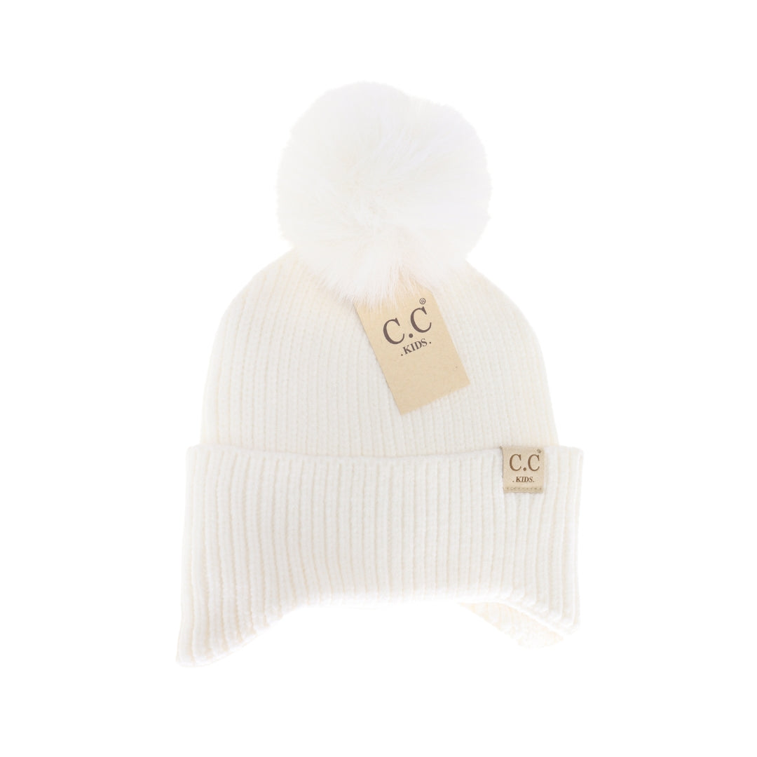 KIDS Ear Flap Pom C.C Beanie KDHTC0078