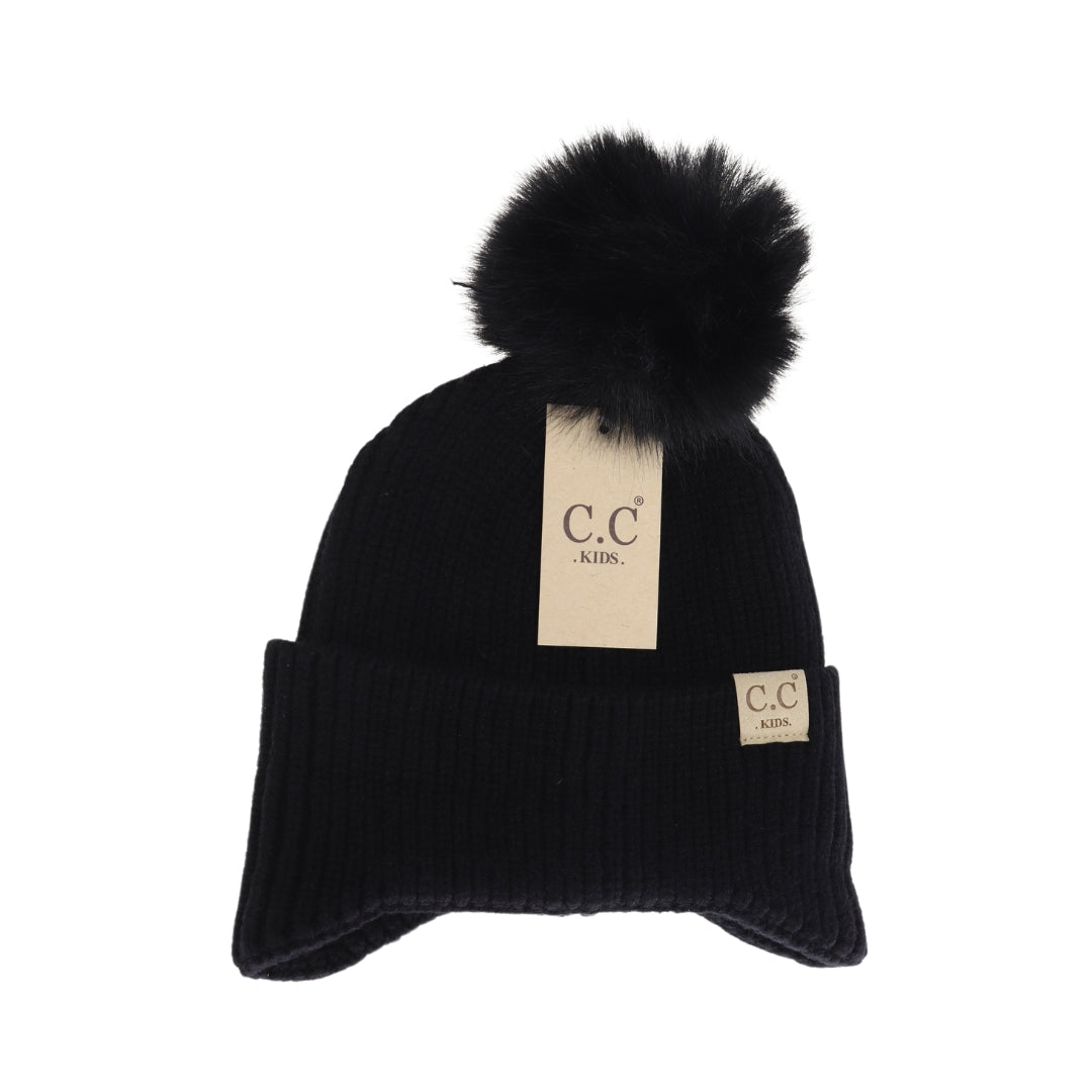 KIDS Ear Flap Pom C.C Beanie KDHTC0078