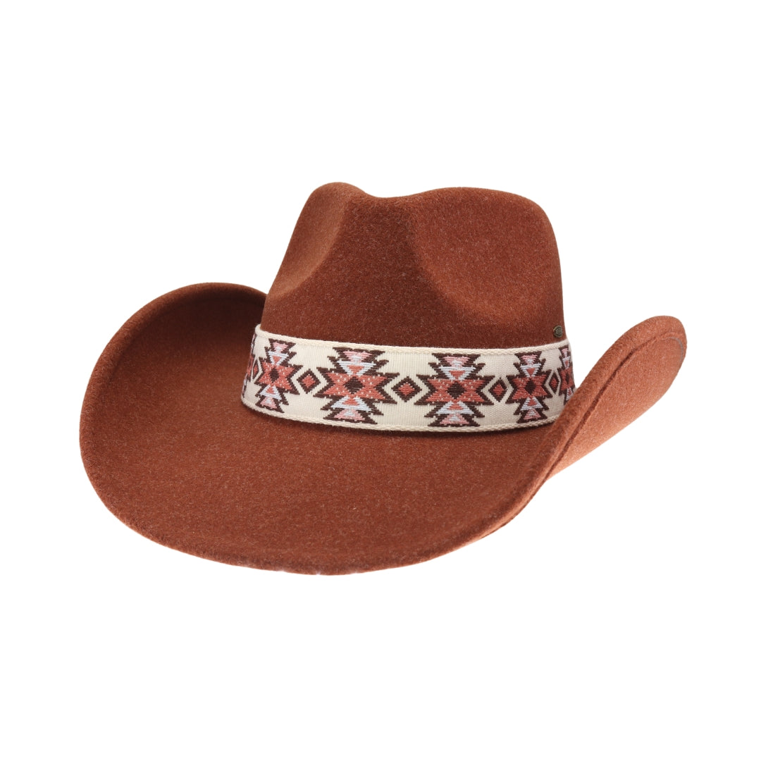 Aztec Vegan Fabric Cowboy Hat VCE0063