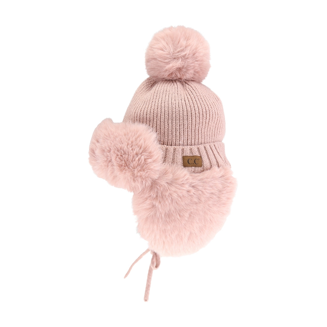 Thick Knitted Trapper Pom C.C Beanie TRE0001