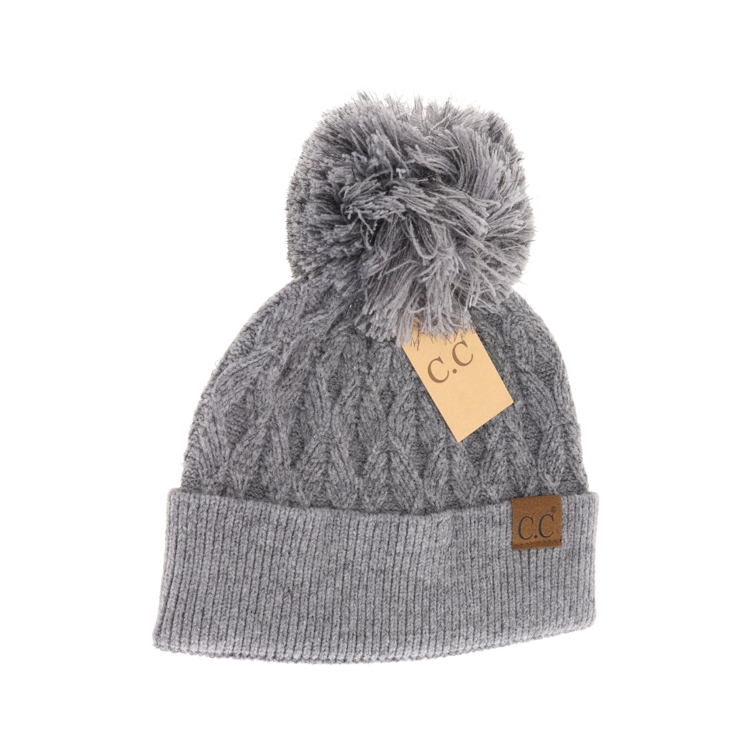 Lurex Cable Knit Pom C.C Beanie HTE0019