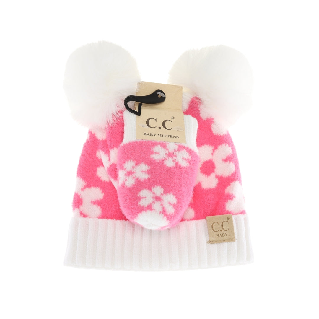 BABY Daisy C.C Pom Pom Beanie and Glove Set BBSEE0063