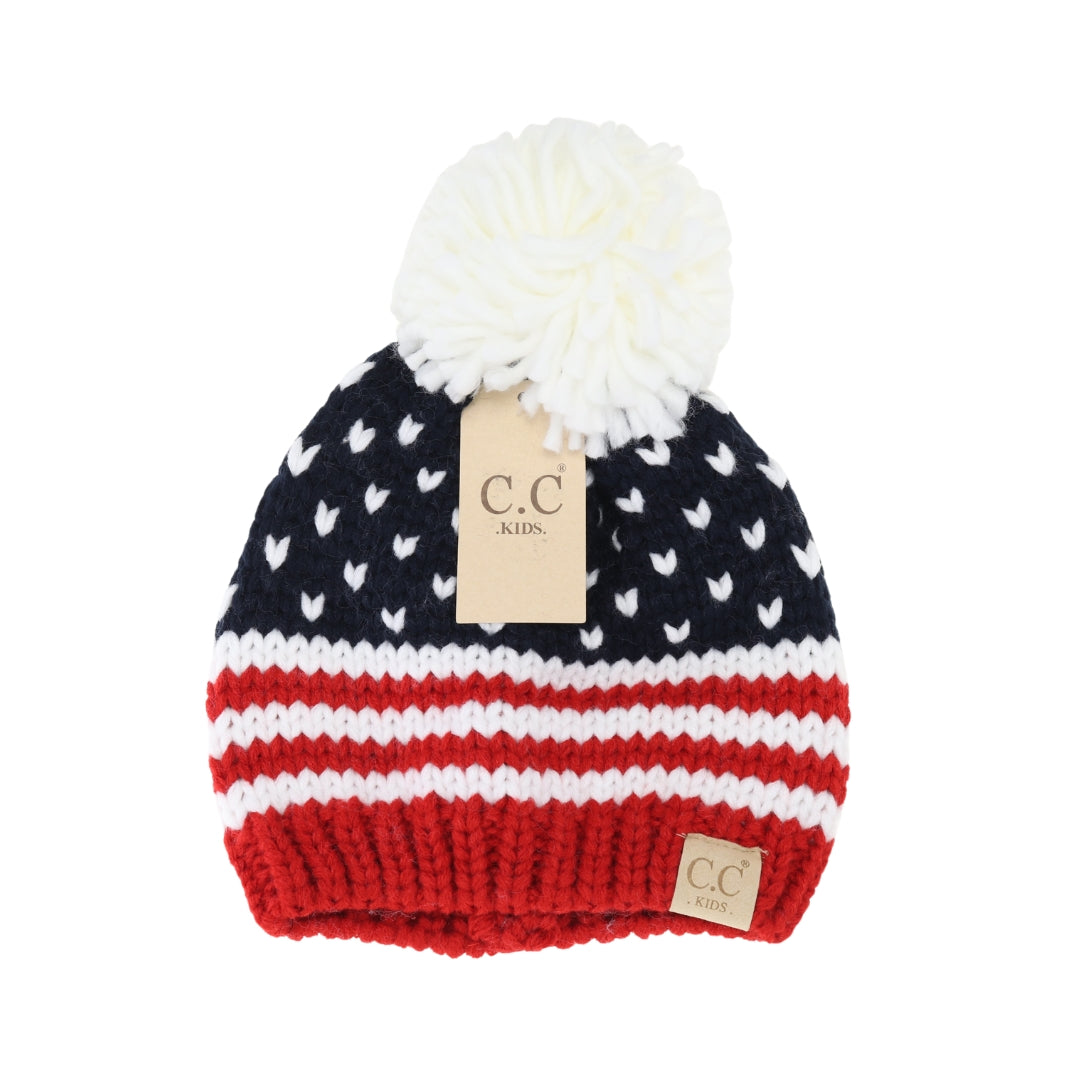 KIDS Knit USA Pom C.C Beanie KDHTE0040AME