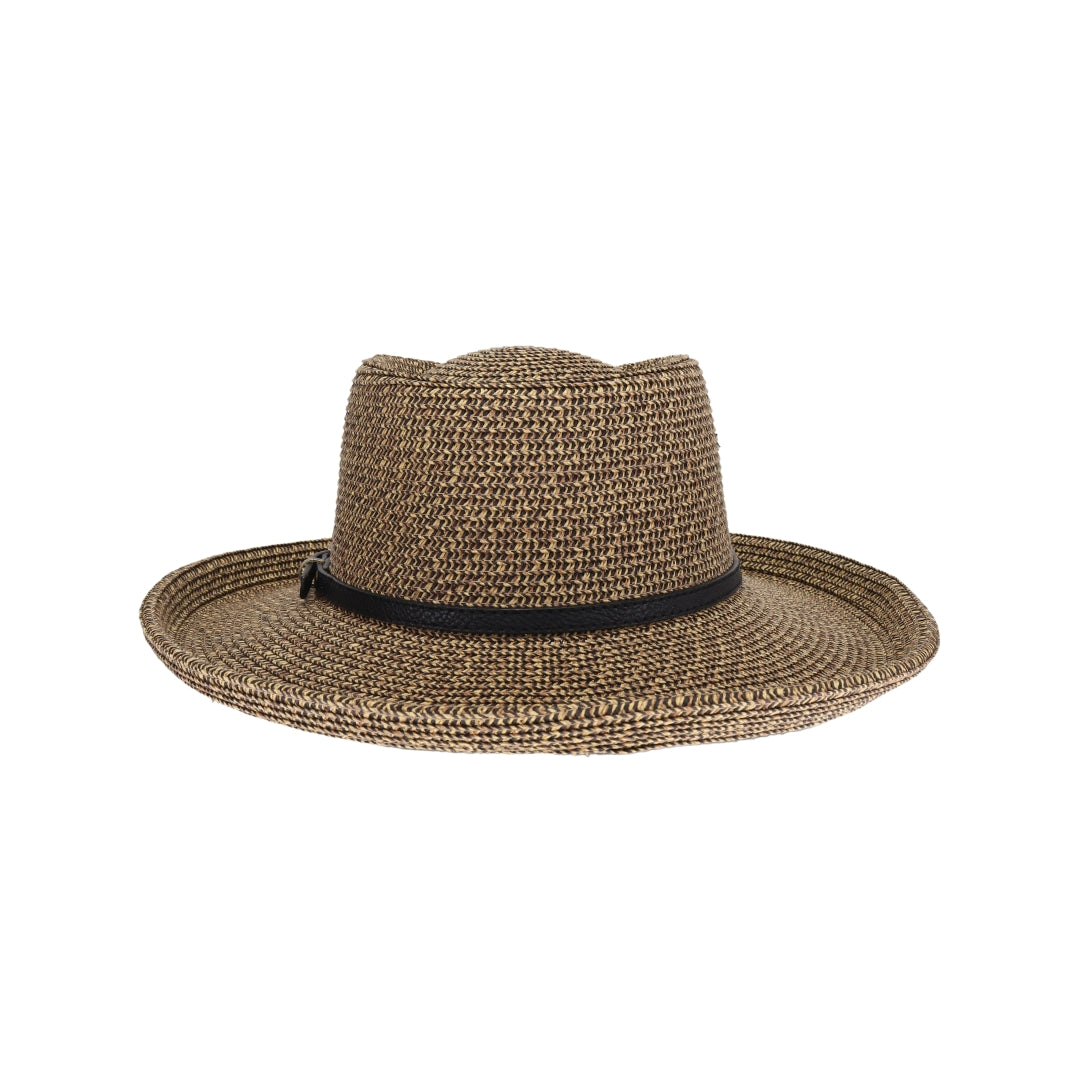 Vegan Leather Belt Band C.C Boater Sun Hat STH0031