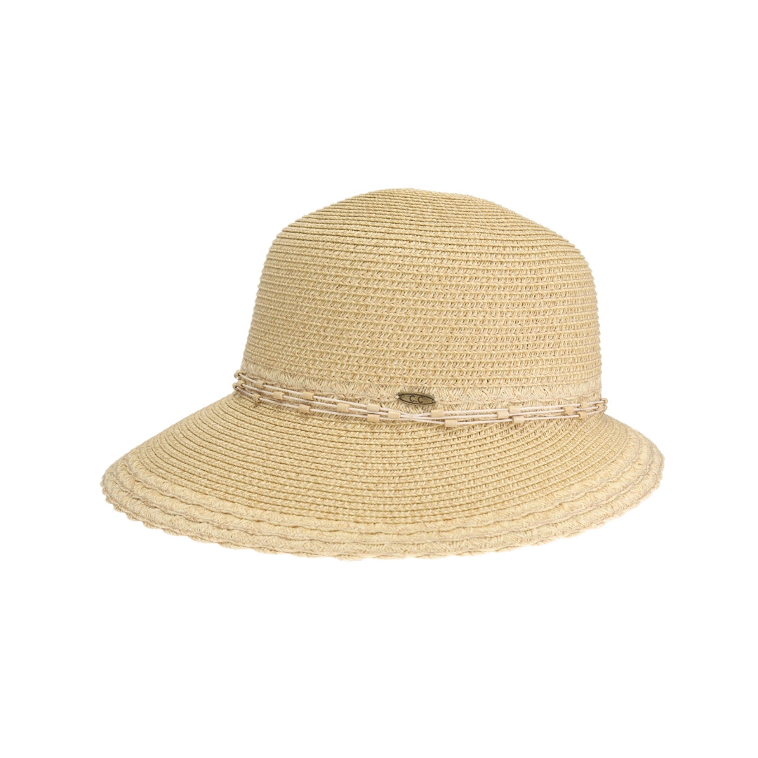 Wooden Bead Trim Cloche C.C Sun Hat STH0026