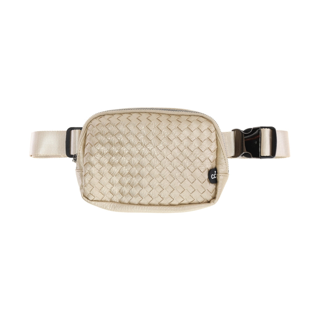 Woven Faux Leather C.C Belt Bag BGS4360