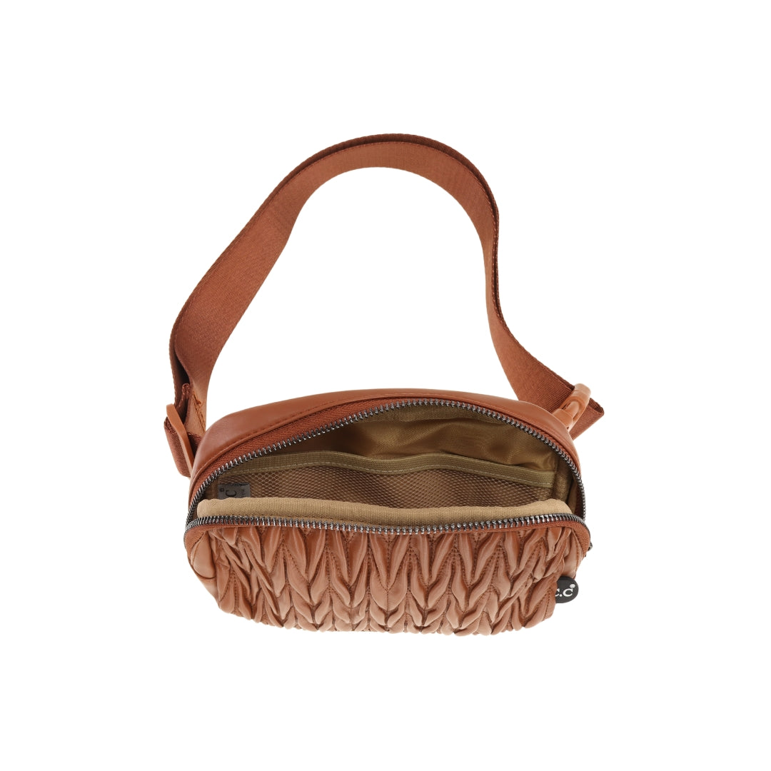 Pleated Faux Leather C.C Belt Bag BGS0065