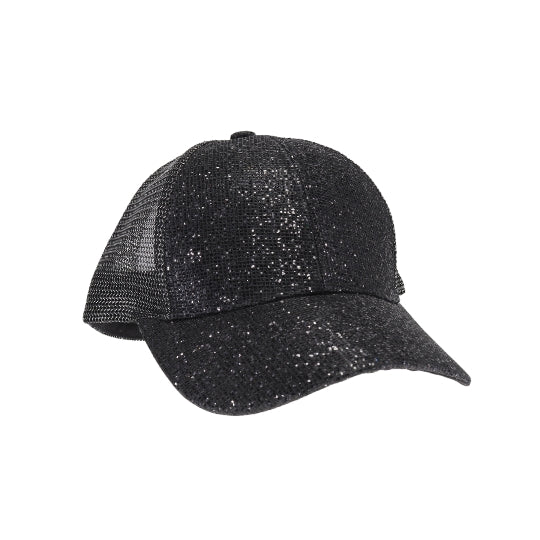 Glitter Mesh Criss Cross High Pony C.C Ball Cap BTB8056