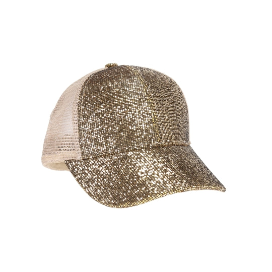 Glitter Mesh Criss Cross High Pony C.C Ball Cap BTB8056