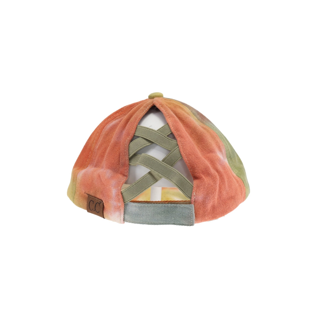 Tie Dye Criss-Cross High Ponytail CC Ball Cap BT791